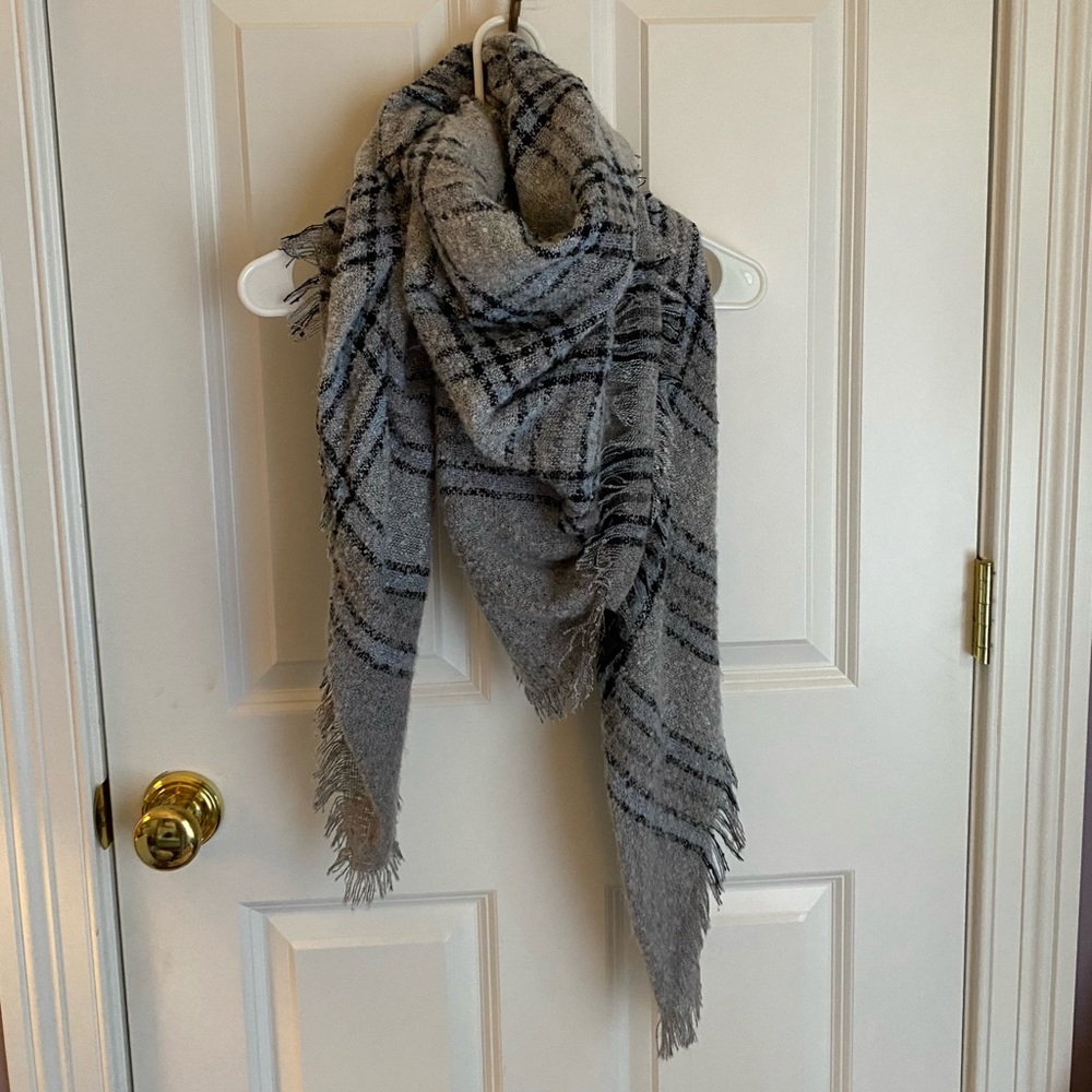 Soft grey plaid scarf